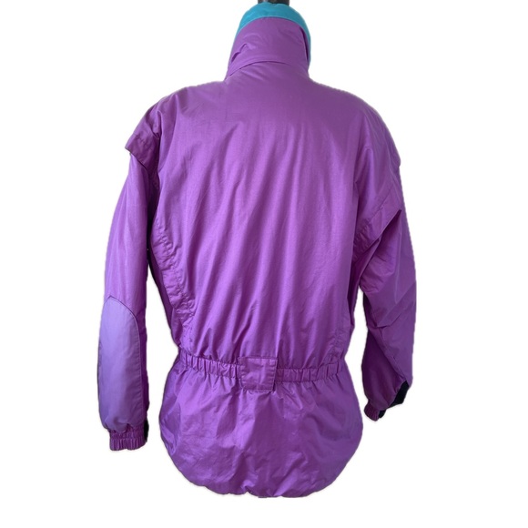 Vintage 80s Mountain Goat purple & turquoise ski jacket w shoulder pads Women M. - Picture 7 of 16